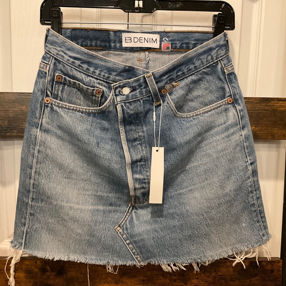 🆕EB DENIM X VINTAGE LEVI ORIGINAL DENIM CROSSOVER MINI JEAN SKIRT SMALL NWT